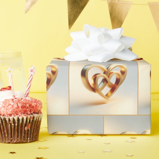Papel De Regalo Símbolo de infinito dorado y corazón (Fiesta de cumpleaños )