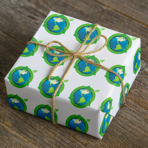 Papel De Regalo Símbolo de reciclaje de la Tierra ecológico
