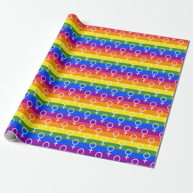 Papel De Regalo Símbolo femenino patrón arco iris (Desenrollado)