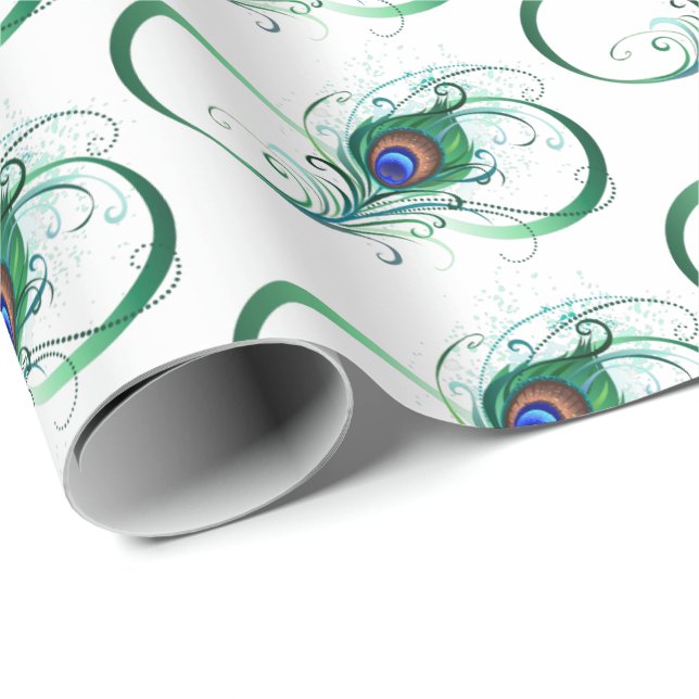 Papel De Regalo Símbolo infinito con pluma de pavo real (Esquina del rollo)