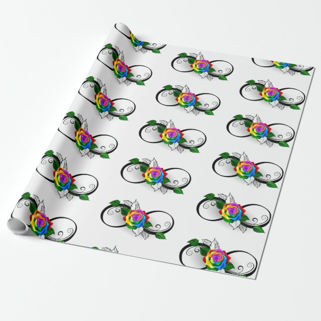 Papel De Regalo Símbolo infinito con Rosa arcoiris (Desenrollado)