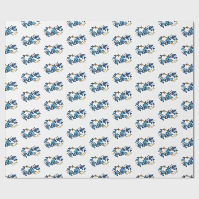 Papel De Regalo Símbolo infinito de mariposas Morpho azules (Superficie plana)