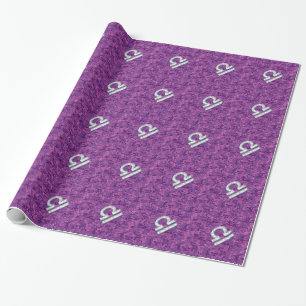 Papel De Regalo Símbolo libra zodiac fucsia camo digital rosa
