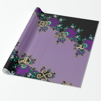 Papel De Regalo Símbolos célticos púrpuras del místico del fractal