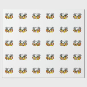 Papel De Regalo Símbolos de Música de Calabaza de Halloween Profes