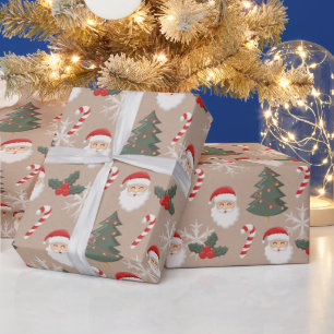 Papel De Regalo símbolos de Navidad patrón retro