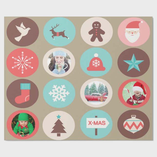 Papel De Regalo Símbolos de navidades grandes Personalizados de me (Superficie plana)