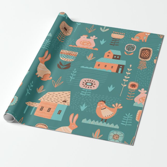Papel De Regalo Símbolos de Pascua (Desenrollado)