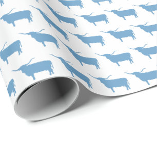 Papel De Regalo Símbolos de Texas, Longhorn, azul