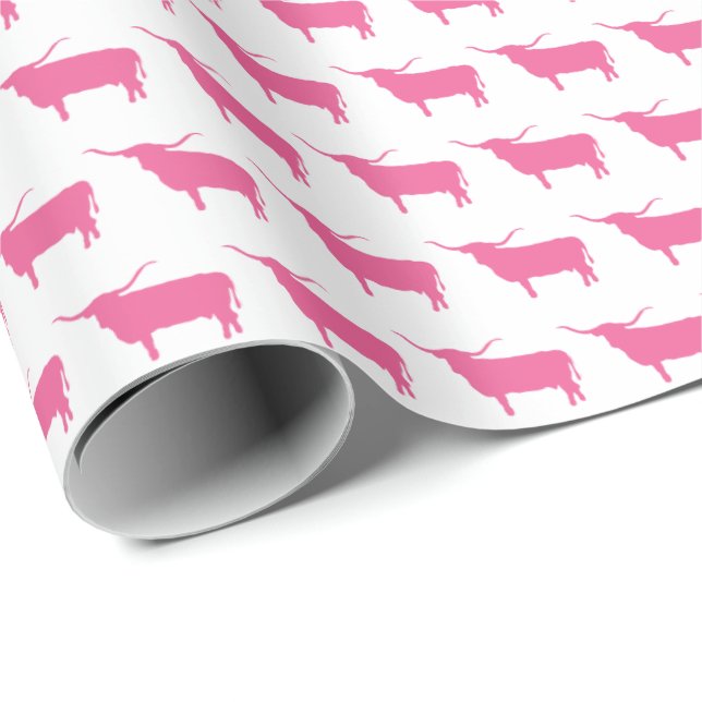 Papel De Regalo Símbolos de Texas, Longhorn, azul (Esquina del rollo)