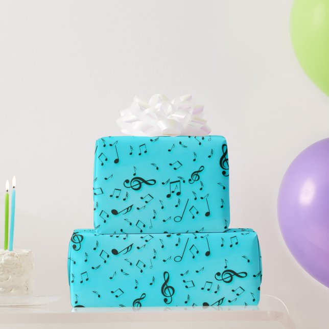 Papel De Regalo Símbolos musicales en Aqua (Regalos de fiesta)