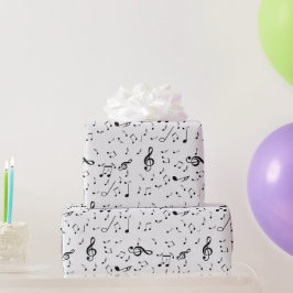 Papel De Regalo Símbolos musicales en gris