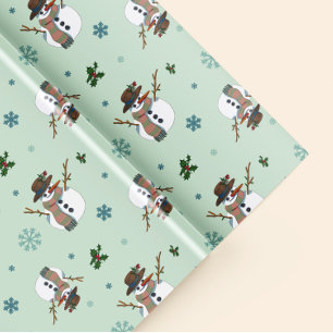 Papel De Regalo Simpático muñeco de nieve con copos de nieve