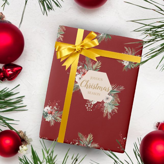 Papel De Regalo Simple acuarela Personalizado botánico saludo rojo (Subido por el creador)