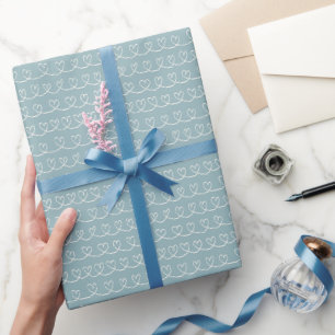 Papel De Regalo Simple Blue Valentine Heart Loop Stripe