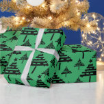 Papel De Regalo Simple Christmas Tree Pattern Black Green Holiday<br><div class="desc">Papel de envolvimiento de vacaciones en forma de árbol de Navidad simple negro y verde</div>