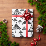 Papel De Regalo Simple Christmas Tree Pattern Black Holiday<br><div class="desc">Papel de ajuste de vacaciones en blanco y negro sencillo para el árbol de Navidad</div>