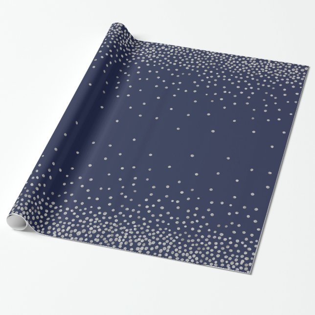 Papel De Regalo Simple confetti plateado sobre estilo navideño (Desenrollado)