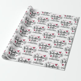Papel De Regalo Simple Feliz Día de San Valentín en Rojo y Blanco
