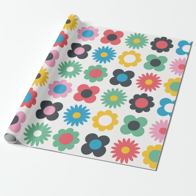 Papel De Regalo Simple flower seamless pattern design. Scandinavia (Desenrollado)