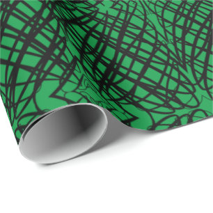 Papel De Regalo Simple Garabato   Teselado Espejo   Verde  