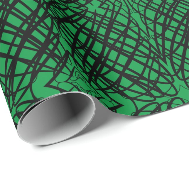 Papel De Regalo Simple Garabato | Teselado Espejo | Verde | (Esquina del rollo)