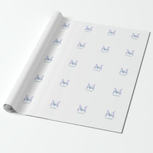 Papel De Regalo simple mínimo añadir nombre monograma púrpura fech