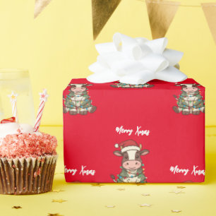 Papel De Regalo Simple moderno patrón de ternera Buey Navideño ale