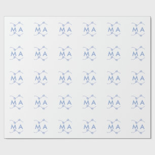 Papel De Regalo Simple monograma añade tu nombre letra hoja azul