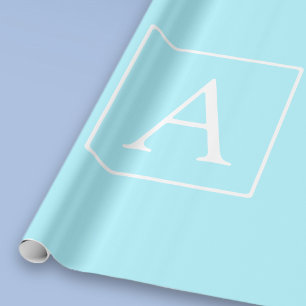 Papel De Regalo Simple Monograma Azul Cielo