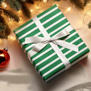 Papel De Regalo Simple Patrón de Rayas Blancas sobre Verde