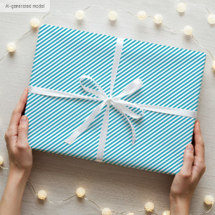 Papel De Regalo Simple Patrón de rayas estrechas y elegante en azu
