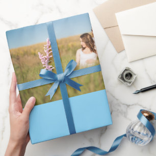Papel De Regalo simple personalizada azul brillante purpurina lanz