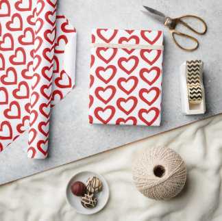 Papel De Regalo Simple Red Heart Valentine Modern