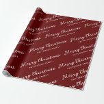 Papel De Regalo Simple Red Merry Christmas Family<br><div class="desc">Navidades envolviendo papel con idea personalizada de giftwrap con nombre personalizado y mensaje Happy Holidays. Sorprenda a sus amigos y familiares con esta Minimalista y simple gota.</div>