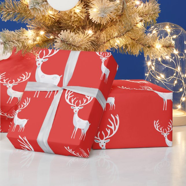 Papel De Regalo Simple Red Reindes navidades Patrón de Navidad (Vacaciones)
