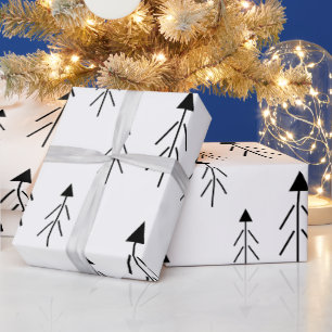 Papel De Regalo Simple regalo de Árboles navideños blancos negros