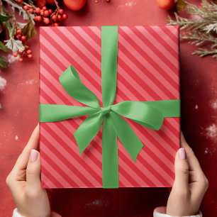 Papel De Regalo Simple Regalo Festivo Divertido Lindo a Rayas Rojo