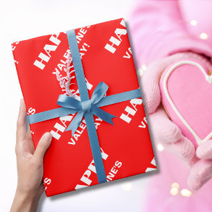 Papel De Regalo Simple White Clean Feliz Día de San Valentín Neo