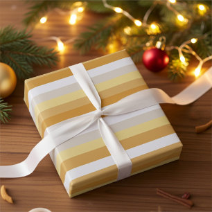 Papel de regalo simplemente de rayas de oro a plat