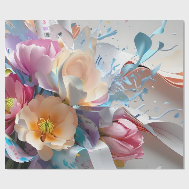 Papel De Regalo Sinfonía de Pétalos (Superficie plana)