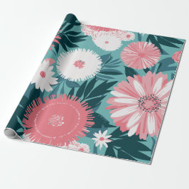 Papel De Regalo Sinfonía floral rosa y blanca vibrante