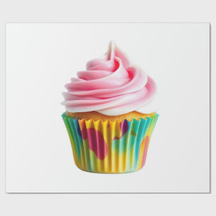 Papel De Regalo Single Cupcake with Pink and White Frosting