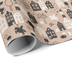 Papel De Regalo Sinterklaas met grachtenpandjes en paard