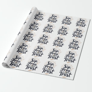Papel De Regalo Sip Pray Trust Café Y Jesus Lover