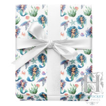 Papel de Regalo Sirena Azul