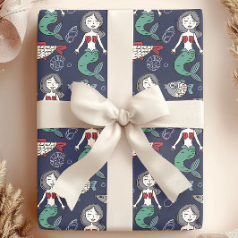 Papel De Regalo Sirena Caprichosa y Criaturas Marinas Océano