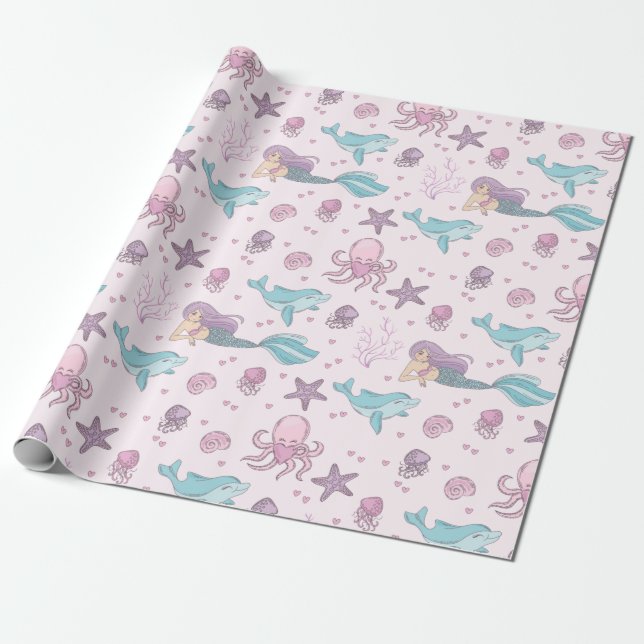 Papel De Regalo Sirena Cuta (Desenrollado)