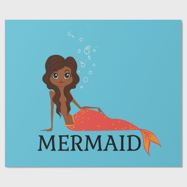 Papel De Regalo Sirena Cuta (Hermosa Chica Negra) (Superficie plana)