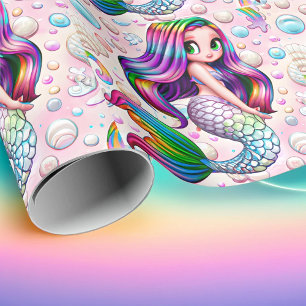 Papel De Regalo Sirena de arcoiris